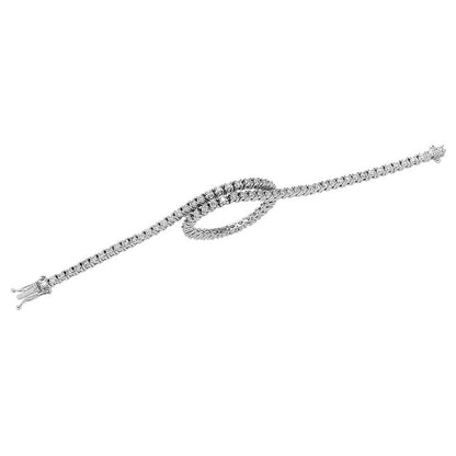 Bracciale Tennis filo in oro Bianco 18k con Diamanti